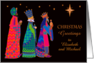Custom Name Christmas Greeting with Three Kings and Bright Star card
