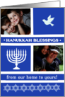 Hanukkah 2 Photos Upload From Our Home to Yours Menorah and White Dove card