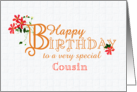 For Cousin Birthday Greetings with Clematis Flowers card