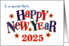 For Uncle New Year 2024 with Stars and Word Art card