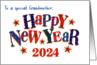 For Grandmother New Year 2024 with Stars and Word Art card