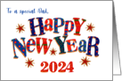 For Special Dad New Year 2024 with Stars and Word Art card
