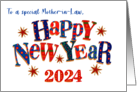 For Special Mother in Law New Year 2024 with Stars and Word Art card