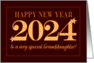 For Granddaughter New Year 2024 Gold Effect on Dark Red with Stars card