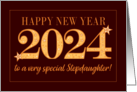 For Step Daughter New Year 2024 Gold Effect on Dark Red with Stars card