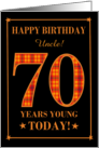 Custom Name or Relation 70th Birthday with Orange Tartan on Black card