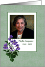 Memorial Service or Funeral Invitation Photo Upload with Violets card