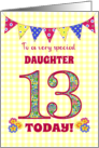 For Daughter 13th Birthday with Primrose Flowers and Bunting card