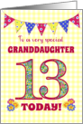 For Granddaughter 13th Birthday with Primrose Flowers and Bunting card