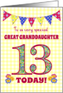 Great Granddaughter 13th Birthday with Primrose Flowers and Bunting card