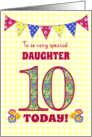 For Daughter 10th Birthday with Primrose Flowers and Bunting card