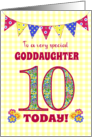 For Godaughter 10th Birthday with Primrose Flowers and Bunting card