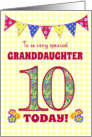 For Granddaughter 10th Birthday with Primrose Flowers and Bunting card