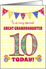 Great Granddaughter 10th Birthday with Primrose Flowers and Bunting card