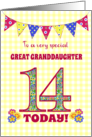 Great Granddaughter 14th Birthday with Primrose Flowers and Bunting card