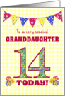 For Granddaughter 14th Birthday with Primrose Flowers and Bunting card