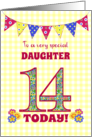 For Daughter 14th Birthday with Primrose Flowers and Bunting card
