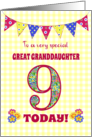 Great Granddaughter 9th Birthday with Primrose Flowers and Bunting card
