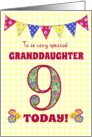 For Granddaughter 9th Birthday with Primrose Flowers and Bunting card