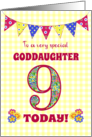 For Goddaughter 9th Birthday with Primrose Flowers and Bunting card