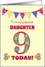 For Daughter 9th Birthday with Primrose Flowers and Bunting card