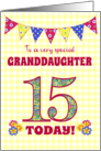 For Granddaughter 15th Birthday with Primrose Flowers and Bunting card