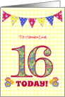 Custom Name Clementine 16th Birthday with Primrose Flowers and Bunting card