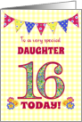 For Daughter 16th Birthday with Primrose Flowers and Bunting card