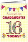 For Granddaughter 16th Birthday with Primrose Flowers and Bunting card