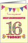 Great Granddaughter 16th Birthday with Primrose Flowers and Bunting card