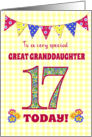 Great Granddaughter 17th Birthday with Primrose Flowers and Bunting card