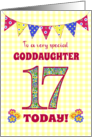 For Goddaughter 17th Birthday with Primrose Flowers and Bunting card