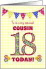 For Cousin 18th Birthday with Primrose Flowers and Bunting card