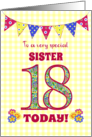 For Sister 18th Birthday with Primrose Flowers and Bunting card