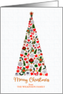 Custom Name Christmas Tree Stars Snowflakes Holly and Ornaments card