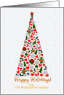 Custom Name Christmas Tree Happy Holidays Stars Snowflakes Holly card