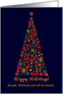 Custom Name Christmas Tree Happy Holidays Stars Snowflakes card