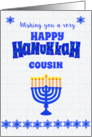 For Cousin Hanukkah Greetings with Menorah and Stars of David card