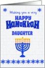 For Daughter Hanukkah Greetings with Menorah and Stars of David card