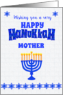 For Mother Hanukkah Greetings with Menorah and Stars of David card