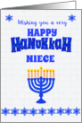 For Niece Hanukkah Greetings with Menorah and Stars of David card