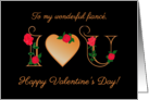 For Fiance Valentines Day I Love You with Red Roses Blank Inside card