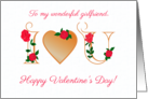 For Girlfriend Valentines Day I Love You with Red Roses Blank Inside card