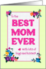 For Best Mom Ever Mother’s Day Pretty Flowers Checks and Polkas card