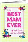 For Best Mam Ever Mother’s Day Flowers, Checks and Polkas card