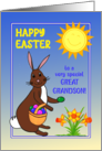 Great Grandson Easter Bunny with Daffodils Easter Eggs Sunshine card