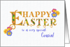 For Cousin Easter Greetings Word Art with Primroses card