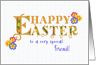 For Friend Easter Greetings Word Art with Primroses card