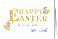 For Grandson Easter Greetings Word Art with Primroses card