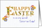 For Sister in Law Easter Greetings Word Art with Primroses card